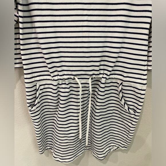 Sunday‎ dress three-quarter sleeves, white navy blue stripes size medium - Picture 2 of 7